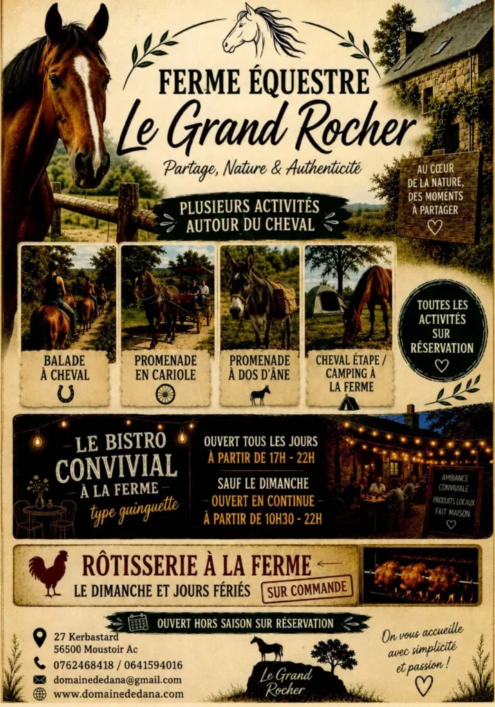 Ferme équestre Le Grand Rocher à Moustoir Ac
